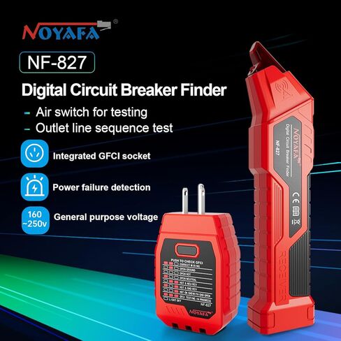 جهاز البحث عن قاطع الدائرة الكهربائية من NOYAFA NF-827، جهاز اختبار كهربائي مع جهاز اختبار منفذ GFCI المتكامل، مجموعة أدوات البحث عن قاطع الدائرة مع حقيبة أدوات in Kuwait