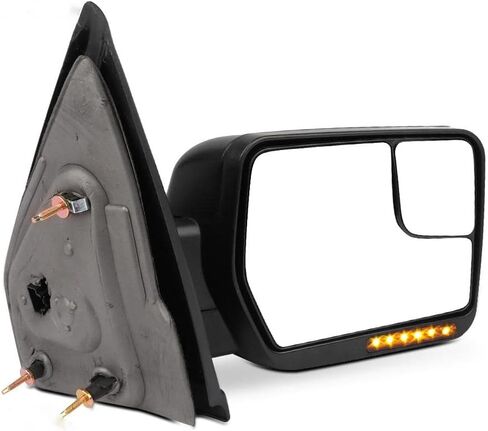 SCITOO مناسب لمرآة Ford Towing Mirror Chrome مرآة الرؤية الخلفية تناسب 2004-2014 لشاحنة Ford F-150 مع مرآة زجاجية للتحكم في الطاقة وإشارة الانعطاف الساخنة ومصباح البركة - جانب الركاب in Kuwait