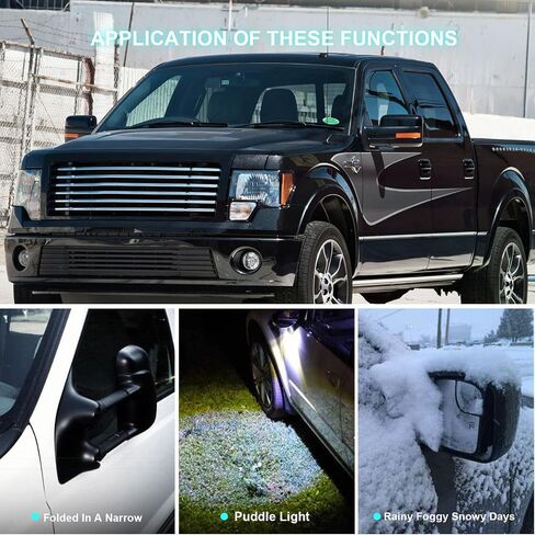 SCITOO مناسب لمرآة Ford Towing Mirror Chrome مرآة الرؤية الخلفية تناسب 2004-2014 لشاحنة Ford F-150 مع مرآة زجاجية للتحكم في الطاقة وإشارة الانعطاف الساخنة ومصباح البركة - جانب الركاب in Kuwait