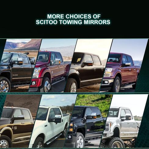 SCITOO مناسب لمرآة Ford Towing Mirror Chrome مرآة الرؤية الخلفية تناسب 2004-2014 لشاحنة Ford F-150 مع مرآة زجاجية للتحكم في الطاقة وإشارة الانعطاف الساخنة ومصباح البركة - جانب الركاب in Kuwait