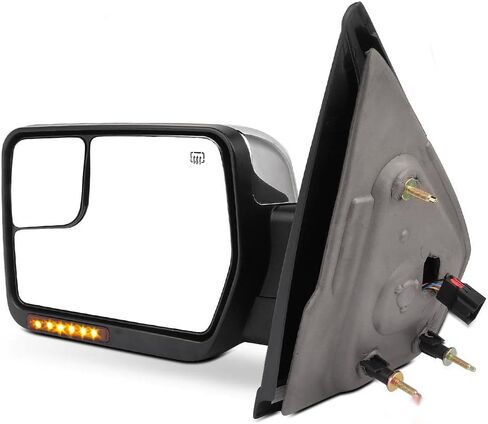SCITOO مناسب لمرآة Ford Towing Mirror Chrome مرآة الرؤية الخلفية تناسب 2004-2014 لشاحنة Ford F-150 مع مرآة زجاجية للتحكم في الطاقة وإشارة الانعطاف الساخنة ومصباح البركة - جانب الركاب in Kuwait