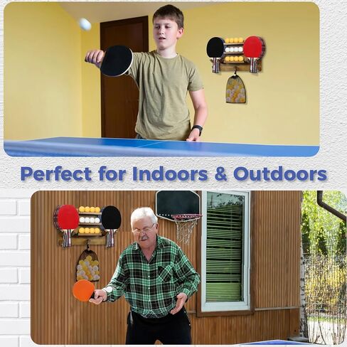 JLMY Ping Pong Paddle Holder, Ping Pong Storage Wall Rack, Hold 6 Paddles and 12 Balls, Table Tennis Racket Wall Mount, Ping Pong Accessories Organizer for Game Rooms, Man Caves, Garages, Offices in Saudi Arabia