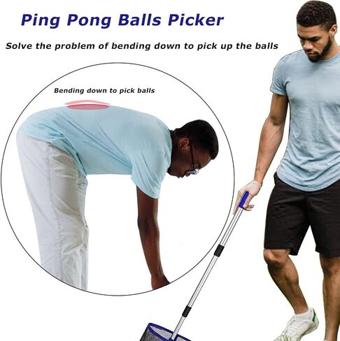 Glemall Table Tennis Ping Pong Balls Collector - Ping Pong Ball Picker Upper Retriever with Adjustable Length Table Tennis Net Bag Handle for Storage Hold up About 120 Table Tennis Balls in Saudi Arabia