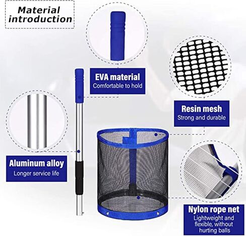 Glemall Table Tennis Ping Pong Balls Collector - Ping Pong Ball Picker Upper Retriever with Adjustable Length Table Tennis Net Bag Handle for Storage Hold up About 120 Table Tennis Balls in Saudi Arabia