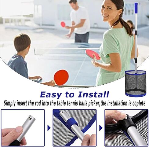 Glemall Table Tennis Ping Pong Balls Collector - Ping Pong Ball Picker Upper Retriever with Adjustable Length Table Tennis Net Bag Handle for Storage Hold up About 120 Table Tennis Balls in Saudi Arabia