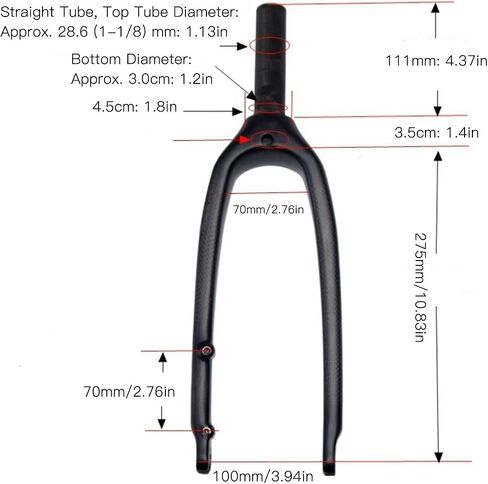 Bike Front Fork, Professional High Strength 20 Inch Mountain Bike Fork Lightweight Carbon Fiber for Folding Bike for 28.6mm Straight Tube in Saudi Arabia