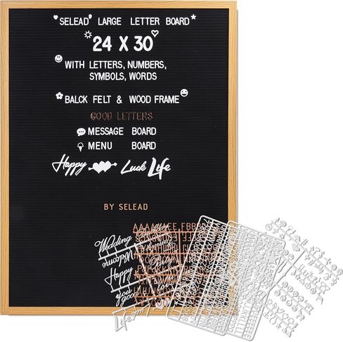 لوحة رسائل كبيرة جدًا - إطار خشبي وإطار خشبي مقاس 60.96 سم × 76.2 سم، لوحة رسائل قابلة للتغيير، لوحة رسائل لقائمة الرسائل للمطعم، الزفاف، الحفلات، إعلان الطفل in Kuwait