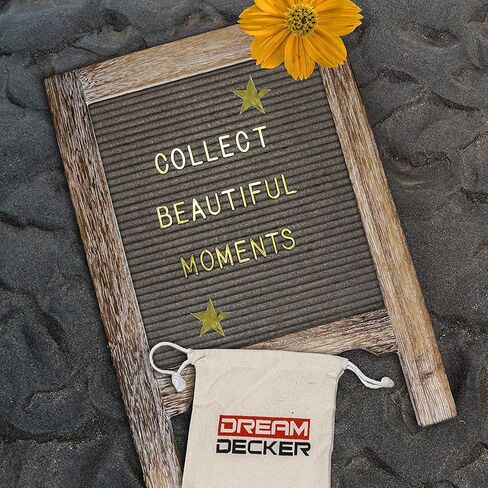 Rustic Felt Letter Board 15"x11" | Double Sided Black, Grey 792 White, Gold Characters| Perfect Letter Signboard, Message Board, Announcement Sign| Screw Driver, Wall Hanger, Letter Organizer Box, Bag in Saudi Arabia
