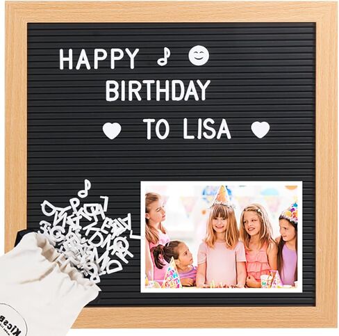 لوحة رسائل Kicsbam، لوحة رسائل قابلة للتغيير مقاس 12 × 12 بوصة مع 340 حرفًا وعلامة شخصية - لوحة رسائل بلاستيكية، لوحة لافتة بإطار طبيعي لإعلان الطفل، والمعالم الرئيسية، وديكور المكتب والمزيد in Kuwait