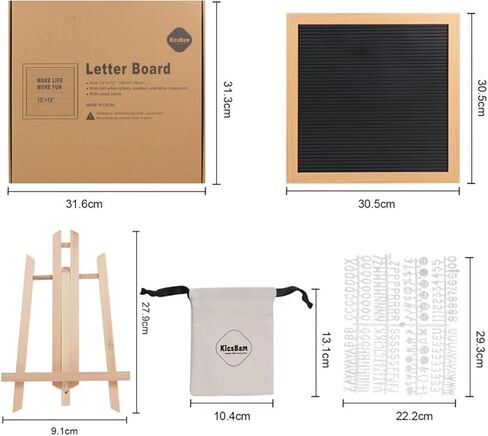 لوحة رسائل Kicsbam، لوحة رسائل قابلة للتغيير مقاس 12 × 12 بوصة مع 340 حرفًا وعلامة شخصية - لوحة رسائل بلاستيكية، لوحة لافتة بإطار طبيعي لإعلان الطفل، والمعالم الرئيسية، وديكور المكتب والمزيد in Kuwait