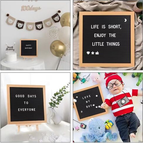لوحة رسائل Kicsbam، لوحة رسائل قابلة للتغيير مقاس 12 × 12 بوصة مع 340 حرفًا وعلامة شخصية - لوحة رسائل بلاستيكية، لوحة لافتة بإطار طبيعي لإعلان الطفل، والمعالم الرئيسية، وديكور المكتب والمزيد in Kuwait