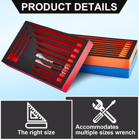 3 Pcs Foam Wrench Organizer Ratcheting Tool Tray Wrench Tool Box Organizer for Combination Storage, 3 Colors in Saudi Arabia