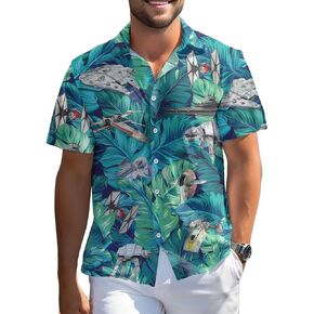 99TIMORO Wars Movie Hawaiian Shirt, Space Button Short Sleeve Top, Warship Themed