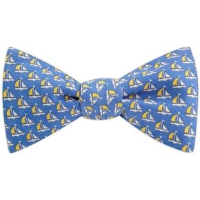Men's 100% Silk Nautical Sailboat Sailing Freestyle Self Tie Bow Tie Bowtie Neckwear