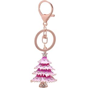 Paialco Christmas Tree Key Ring Charm Pendant Rose Gold Tone with Split Ring