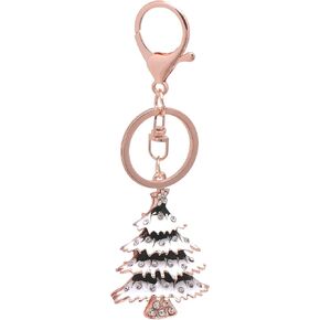 Paialco Christmas Tree Key Ring Charm Pendant Rose Gold Tone with Split Ring
