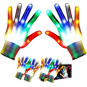 2 Pair LED Gloves Light Up Gloves for Kids Gifts for 3 4 5 6 7 8 9 Year Old Boys Birthdays Christmas