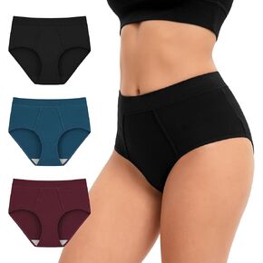 INNERSY Women's Cotton Underwear High Waisted Panties Full Coverage Ladies Briefs 3-Pack
