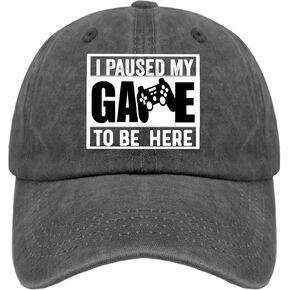 I Paused My Games to Be Heres Sun Hat Funny Hat Pigment Black Mens Trucker Hats Gifts for Dad Running Hats