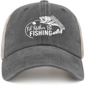 I'd Rather BE Fishing Cap Womens Cap Gray02 Mens Sun hat Gifts for Her Workout Cap