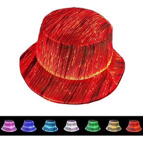 LED Hat Rave Bucket Hat, 7 Colors Light Light Up Hat, USB Charge Party Neon Hat, Rave Accessories, Party Hats