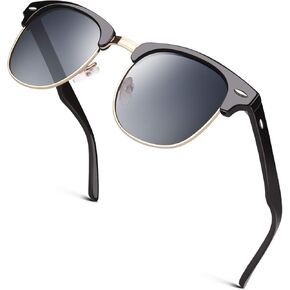 GQUEEN Classic Horn Rimmed Semi Rimless Polarized Sunglasses for Men Women GQO6