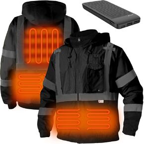 Safety Heated Jacket,3M Reflective Heated Jacket,Waterproof CLASS 3 Hi-Vis jacket, High Visibility Work jacket