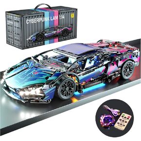 PinkBee Sport Car Building Block Sets for Adults, Remote Control APP Race Car with LED Lights,Collectible 1:14 Model Scale Engineering Toy Men Teens Boys Birthday Gift Age 8+ 8-12 12 13 14 (1314 PCS)