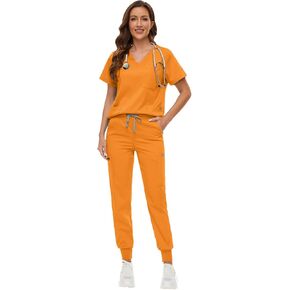 VIAOLI Scrubs for Women V-neck Scrub Set with 8 Pocket Yoga Waistband Jogger Pants - Womens Scrub Nurse Uniforms