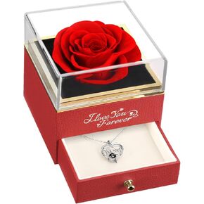 WILDLOVE Gifts for Mom Preserved Real Red Rose with Mom Necklace, Mom Gifts for Christmas, Stocking Stuffers for Mom, Gifts for Mom from Daughter Son, Mom Christmas Mothers Day Birthday Gifts Ideas