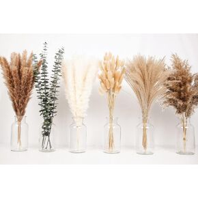 110 PCS of Boho Pampas Grass Decor, Naturally Dried Pompas, Bunny Tails Dried Flowers, and dried eucalyptus. Perfect for Weddings, Boho Party Decorations, and Table Decor.