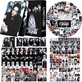 Stray Kids Giant Album Photocard Set Kpop 55 PCS Giant Photo Cards and 98 PCS Stray Kids Sticker Pack Cute Stickers for Water Bottles Scrapbook Laptop Stray Kids Merch Gift for Fans