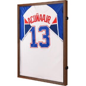 Jersey Frame Display Case - Wall Mount Sports Jersey Display - Lockable Flat Jersey Shadow Box with 98% UV Protective Acrylic Door For Football,Hockey,Basketball,Baseball Sports Jersey - Black