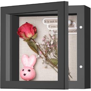 Califortree 8x10 Shadow Box Frame with Linen Back - Real Glass, Push Pins Included, Sturdy Rustic Memory Display Case, Distressed White