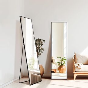 Full Length Mirror, Black Standing Mirror, 75"x35" Full Body Mirror with Standing, Free Standing, Wall Mirror with Aluminum Alloy Frame, Large Floor Mirror for Bedroom Living Room Dressing Room