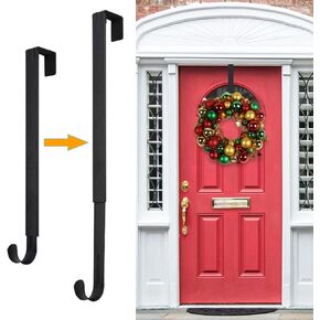 Wreath Hanger,Easter Decorations Adjustable Wreath Hanger for Front Door Decor from 14.9-25",Over The Door Hooks Organizer 20 lbs Larger Door Wreath Hanger Christmas Wreaths Decorations Hook