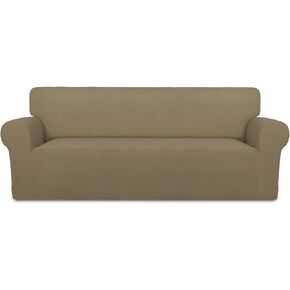 PureFit Super Stretch Sofa Slipcover – Spandex Non Slip Soft Couch Sofa Cover, Washable Furniture Protector with Non Skid Foam and Elastic Bottom for Kids, Pets （Sofa, Dark Gray）