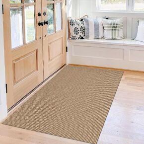 KOZYFLY Boho Runners for Hallways 2x6 ft Washable Hall Carpet Runner Rubber Backed Kitchen Rug Cotton Entryway Runner Rugs Floor Runners for Indoor Hallway Bedroom Kitchen, Tan/Brown