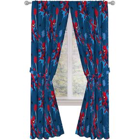 Jay Franco Marvel Spiderman Spidey Daze 84" Inch Drapes - Beautiful Room Décor & Easy Set Up, Bedding - Curtains Include 2 Tiebacks, 4 Piece Set (Official Marvel Product)