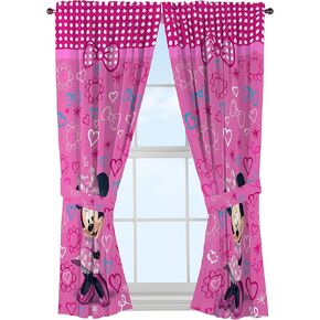 Disney Minnie Mouse Window Panels Curtains Drapes Pink Bow-tique, 42" x 63" each
