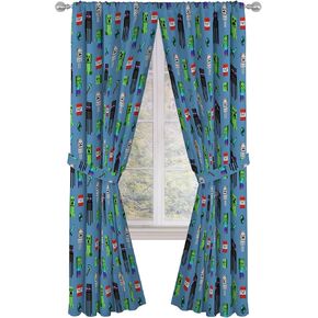 Jay Franco Minecraft Monster Hunters 84" Inch Drapes - Beautiful Room Décor & Easy Set Up, Bedding - Curtains Include 2 Tiebacks, 4 Piece Set (Official Minecraft Product)