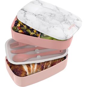 Bentgo Classic - Adult Bento Box, All-in-One Stackable Lunch Box Container with 3 Compartments, Plastic Utensils, and Nylon Sealing Strap, BPA Free Food Container (Khaki Green)