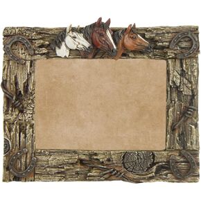 Comfy Hour Western Retro Collection Resin Art 7"x5" Photograph Imitated Deadwood Horsehead Photo Frame