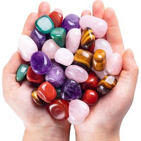 3lb Natural Bulk Assorted Tumbled Polished Stones Crystal Set Quartz Stone Kit Real Raw Stones for Home Decoration Reiki Gifts Energy Therapy Beginners-Stone Size 30 MM