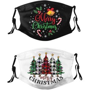 2Pcs Christmas Face Mask Breathable Adjustable Cloth Balaclavas Mask With 4 Filters For Men Women