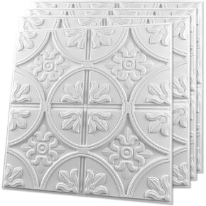 Art3d Drop Ceiling Tiles 24x24,(12-Pack, 48 Sq.ft),Wainscoting Panels Glue Up 2x2, Black