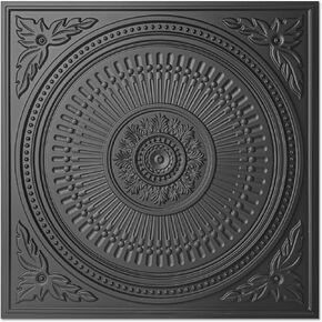 Art3d 12-Pack Drop Ceiling Tiles 2x2 FT, Decorative Easy Install PVC Ceiling Panels for Interior Kitchen Bathroom Basement, 24x24 Inch, Black