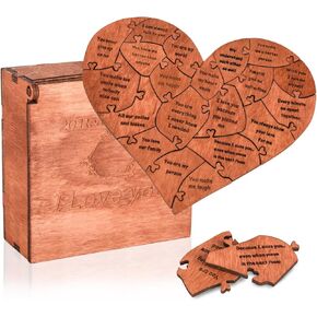 Romantic Gift Heart Wooden Assembled - Couple Gift for Valentines, Anniversary, Christmas Stocking Stuffer, Birthday, Surprise Present for Fiancé, Wife, Husband, Boyfriend, Girlfriend, Hubby, Newlywed