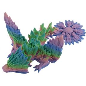 3D Printed Aurora Dragon Statue, Colorful Dragon, 7.09 inch (18 cm) Dragon Gadget Sculpture, Home Decorative Ornament Statue (Mountain Mirage Rainbow, 18cm)