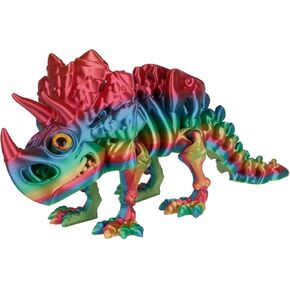3D Printed Triceratops Dragon Figure, Colorful Dragon, 8.66 inch (22 cm) Dragon Fidget Sculpture, Home Decor Accents Statues (Sunset Rainbow, 22cm)